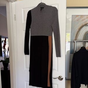 BCBG Maxazaria Gray and Black Colorblock Dress size L
